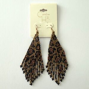 Caroline Hill brown and black leopard beaded dangle earrings